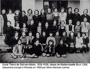 SIDI BEL ABBES ECOLE THIERS FILLES 1938 CM2 MELLE BRUN